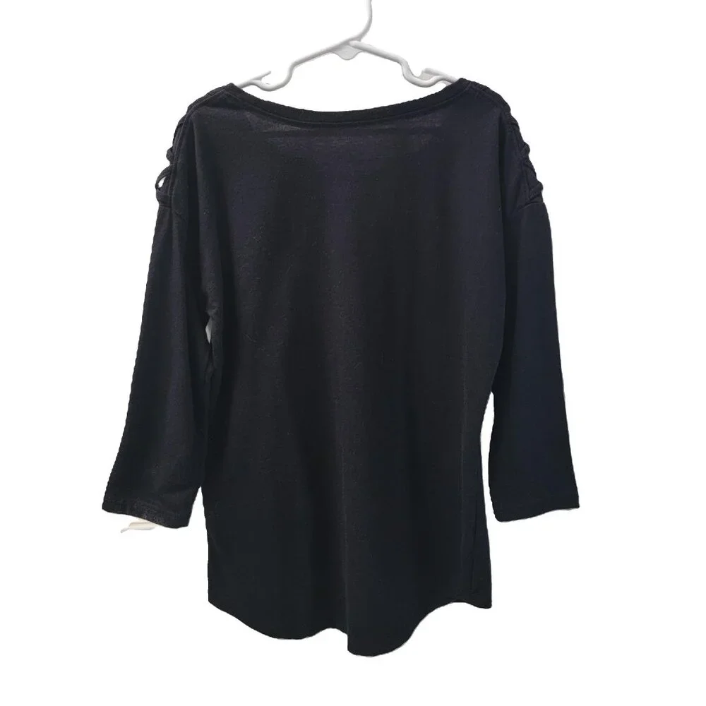 Justice Girls Donut Graphic Tee Black Long Sleeve Size 10